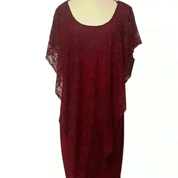 Enfocus Studio Women’s size 16W Burgundy Lace Overlay Dress New with tags - Picture 1 of 10